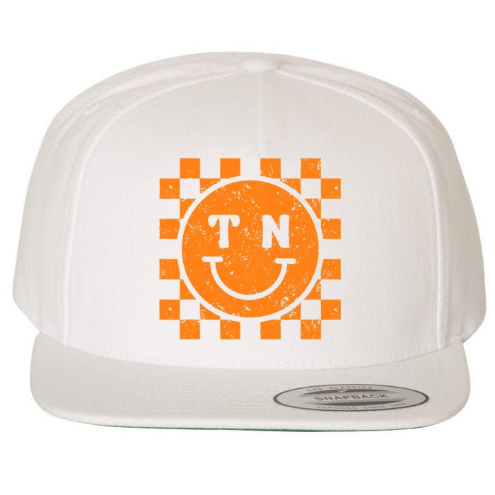 Tennessee Checkered Happy Face Football Season Game Day Wool Snapback Cap