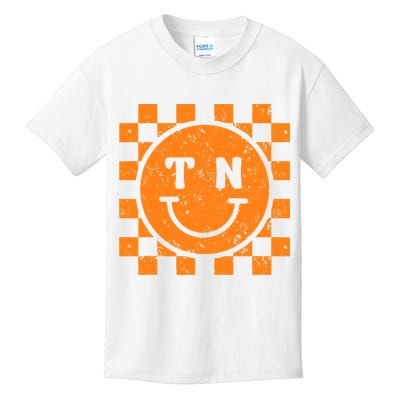 Tennessee Checkered Happy Face Football Season Game Day Kids T-Shirt