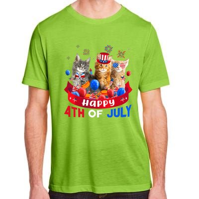 Three Cat Happy 4th Of July Balloon Lover Independence Day Adult ChromaSoft Performance T-Shirt