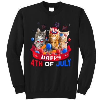 Three Cat Happy 4th Of July Balloon Lover Independence Day Sweatshirt