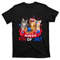 Three Cat Happy 4th Of July Balloon Lover Independence Day T-Shirt