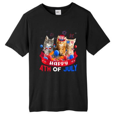 Three Cat Happy 4th Of July Balloon Lover Independence Day Tall Fusion ChromaSoft Performance T-Shirt