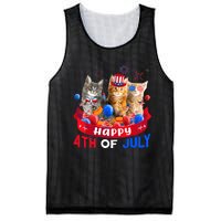 Three Cat Happy 4th Of July Balloon Lover Independence Day Mesh Reversible Basketball Jersey Tank