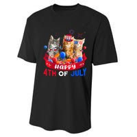 Three Cat Happy 4th Of July Balloon Lover Independence Day Performance Sprint T-Shirt