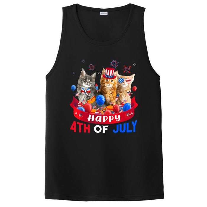 Three Cat Happy 4th Of July Balloon Lover Independence Day PosiCharge Competitor Tank