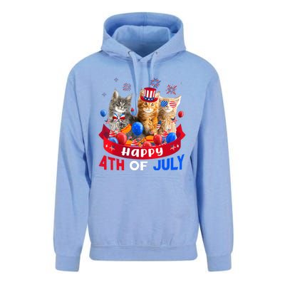 Three Cat Happy 4th Of July Balloon Lover Independence Day Unisex Surf Hoodie