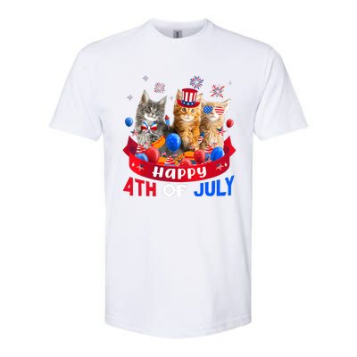 Three Cat Happy 4th Of July Balloon Lover Independence Day Softstyle CVC T-Shirt