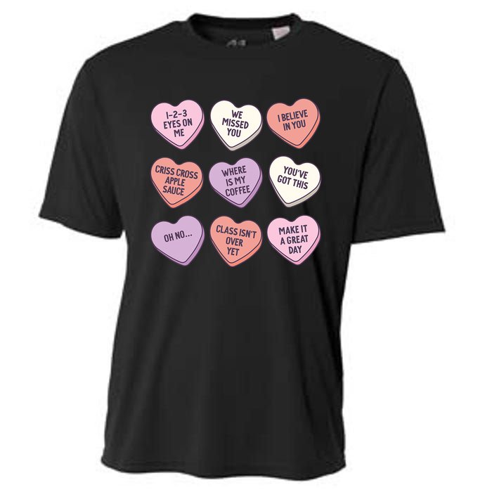 Teach Conversation Hearts School Retro Valentines Day Cooling Performance Crew T-Shirt