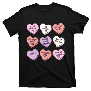 Teach Conversation Hearts School Retro Valentines Day T-Shirt