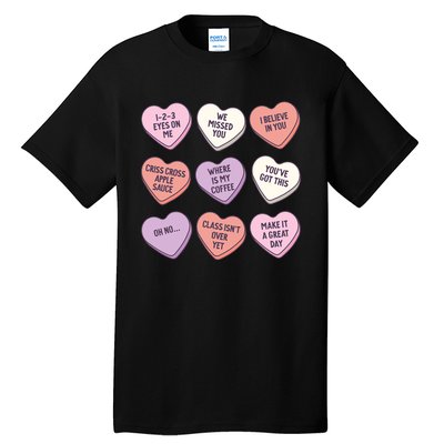 Teach Conversation Hearts School Retro Valentines Day Tall T-Shirt