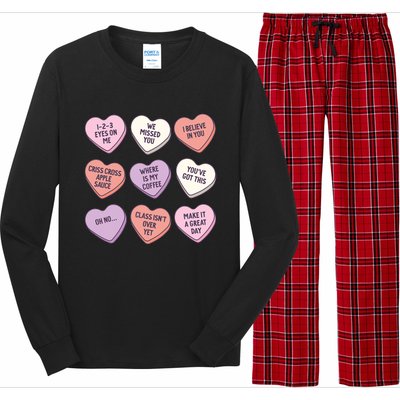 Teach Conversation Hearts School Retro Valentines Day Long Sleeve Pajama Set