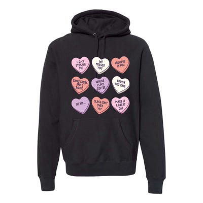 Teach Conversation Hearts School Retro Valentines Day Premium Hoodie