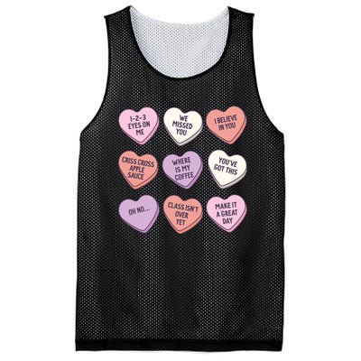 Teach Conversation Hearts School Retro Valentines Day Mesh Reversible Basketball Jersey Tank