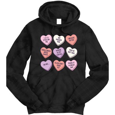 Teach Conversation Hearts School Retro Valentines Day Tie Dye Hoodie