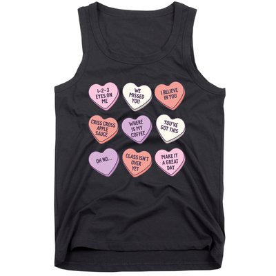 Teach Conversation Hearts School Retro Valentines Day Tank Top