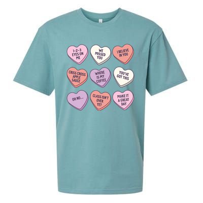 Teach Conversation Hearts School Retro Valentines Day Sueded Cloud Jersey T-Shirt