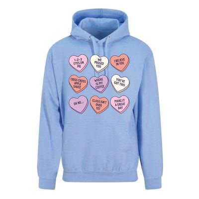 Teach Conversation Hearts School Retro Valentines Day Unisex Surf Hoodie