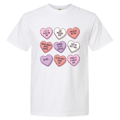 Teach Conversation Hearts School Retro Valentines Day Garment-Dyed Heavyweight T-Shirt