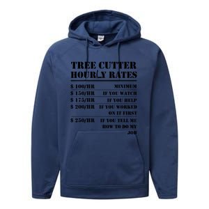 Tree Cutter Hourly Rate Funny Lumberjack Arborist Logger Performance Fleece Hoodie