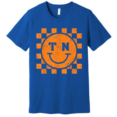 Tennessee Checkered Happy Face Football Season Game Day Premium T-Shirt