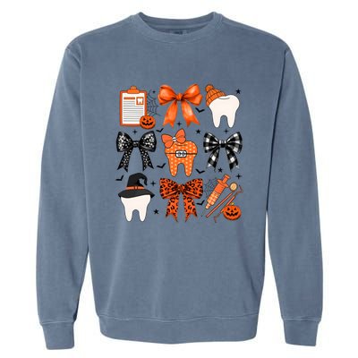 Teeth Coquette Halloween Dentist Dental Spooky Season Garment-Dyed Sweatshirt