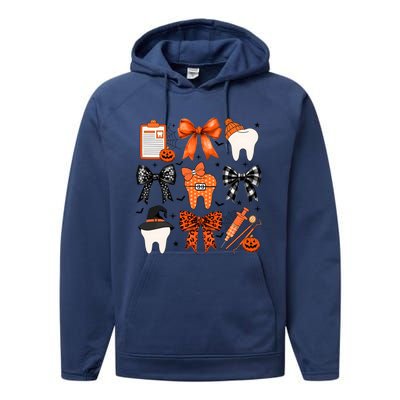 Teeth Coquette Halloween Dentist Dental Spooky Season Performance Fleece Hoodie