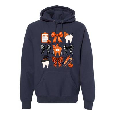 Teeth Coquette Halloween Dentist Dental Spooky Season Premium Hoodie