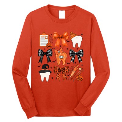 Teeth Coquette Halloween Dentist Dental Spooky Season Long Sleeve Shirt