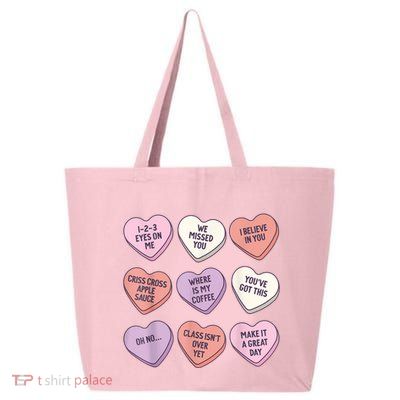 Teach Conversation Hearts School Retro Valentines Day 25L Jumbo Tote