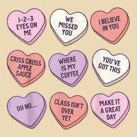 Teach Conversation Hearts School Retro Valentines Day Drawstring Bag