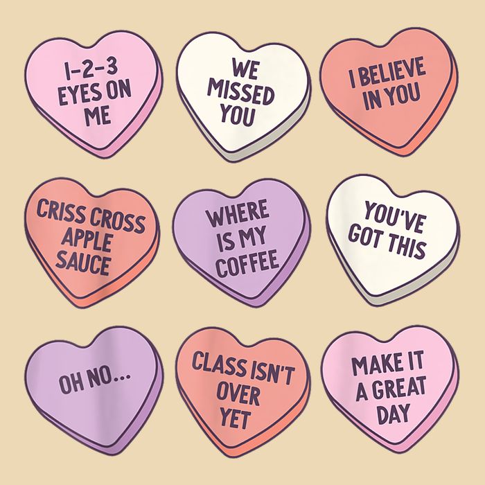 Teach Conversation Hearts School Retro Valentines Day Drawstring Bag