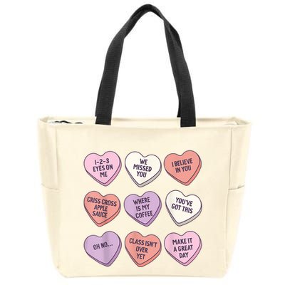 Teach Conversation Hearts School Retro Valentines Day Zip Tote Bag