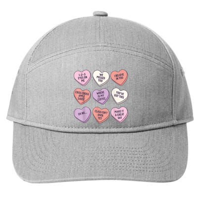 Teach Conversation Hearts School Retro Valentines Day 7-Panel Snapback Hat