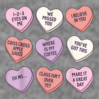 Teach Conversation Hearts School Retro Valentines Day 7-Panel Snapback Hat