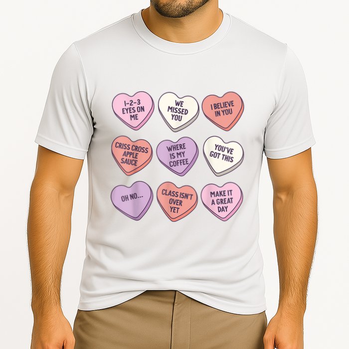 Teach Conversation Hearts School Retro Valentines Day Performance Shirt