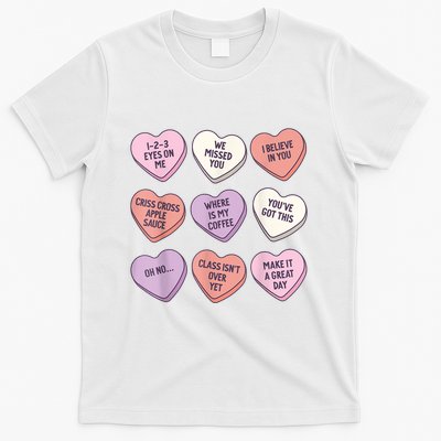 Teach Conversation Hearts School Retro Valentines Day T-Shirt