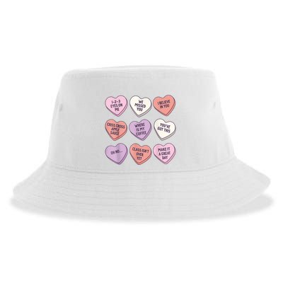 Teach Conversation Hearts School Retro Valentines Day Sustainable Bucket Hat