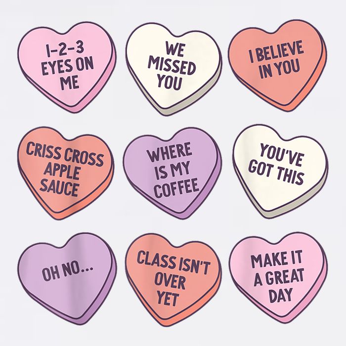 Teach Conversation Hearts School Retro Valentines Day Bucket Hat
