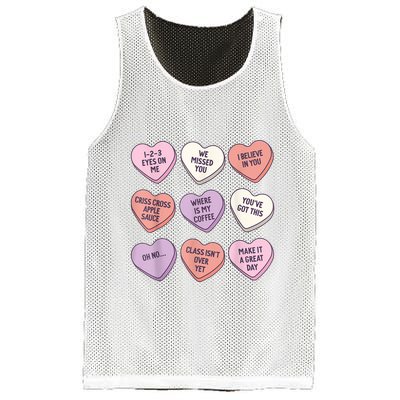 Teach Conversation Hearts School Retro Valentines Day Mesh Reversible Basketball Jersey Tank