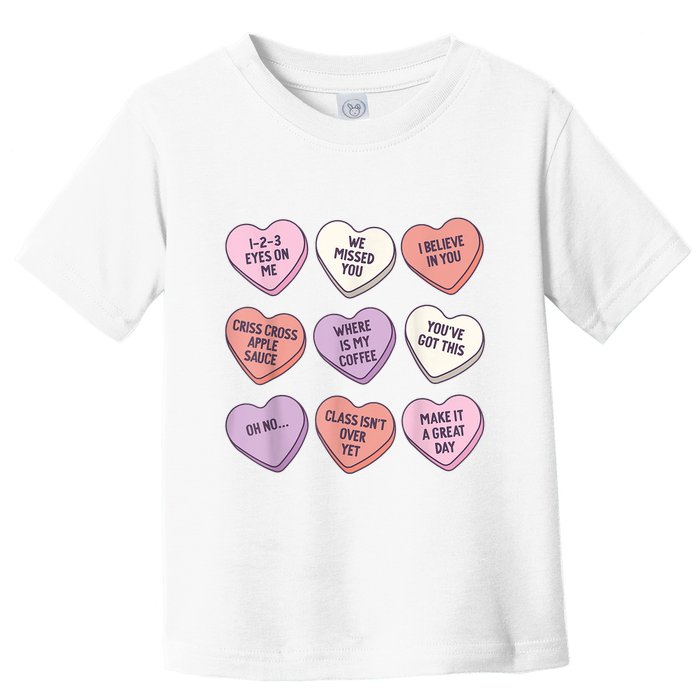 Teach Conversation Hearts School Retro Valentines Day Toddler T-Shirt