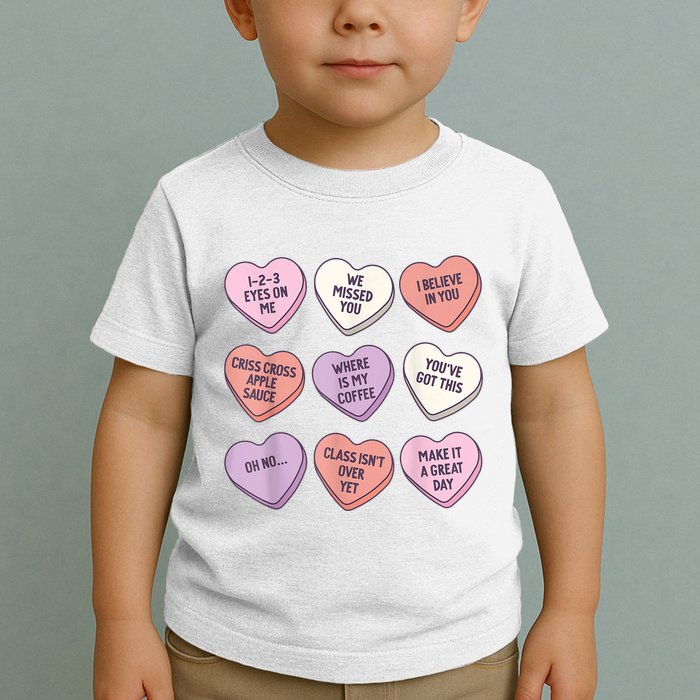 Teach Conversation Hearts School Retro Valentines Day Toddler T-Shirt