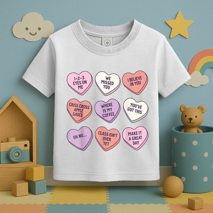 Teach Conversation Hearts School Retro Valentines Day Toddler T-Shirt