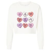 Teach Conversation Hearts School Retro Valentines Day Cropped Pullover Crew