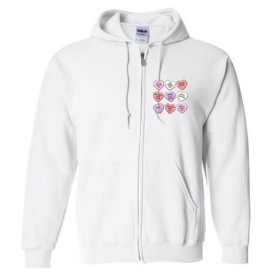 Teach Conversation Hearts School Retro Valentines Day Full Zip Hoodie