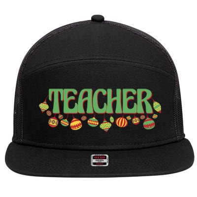 Teacher Christmas Holiday Festive 7 Panel Mesh Trucker Snapback Hat