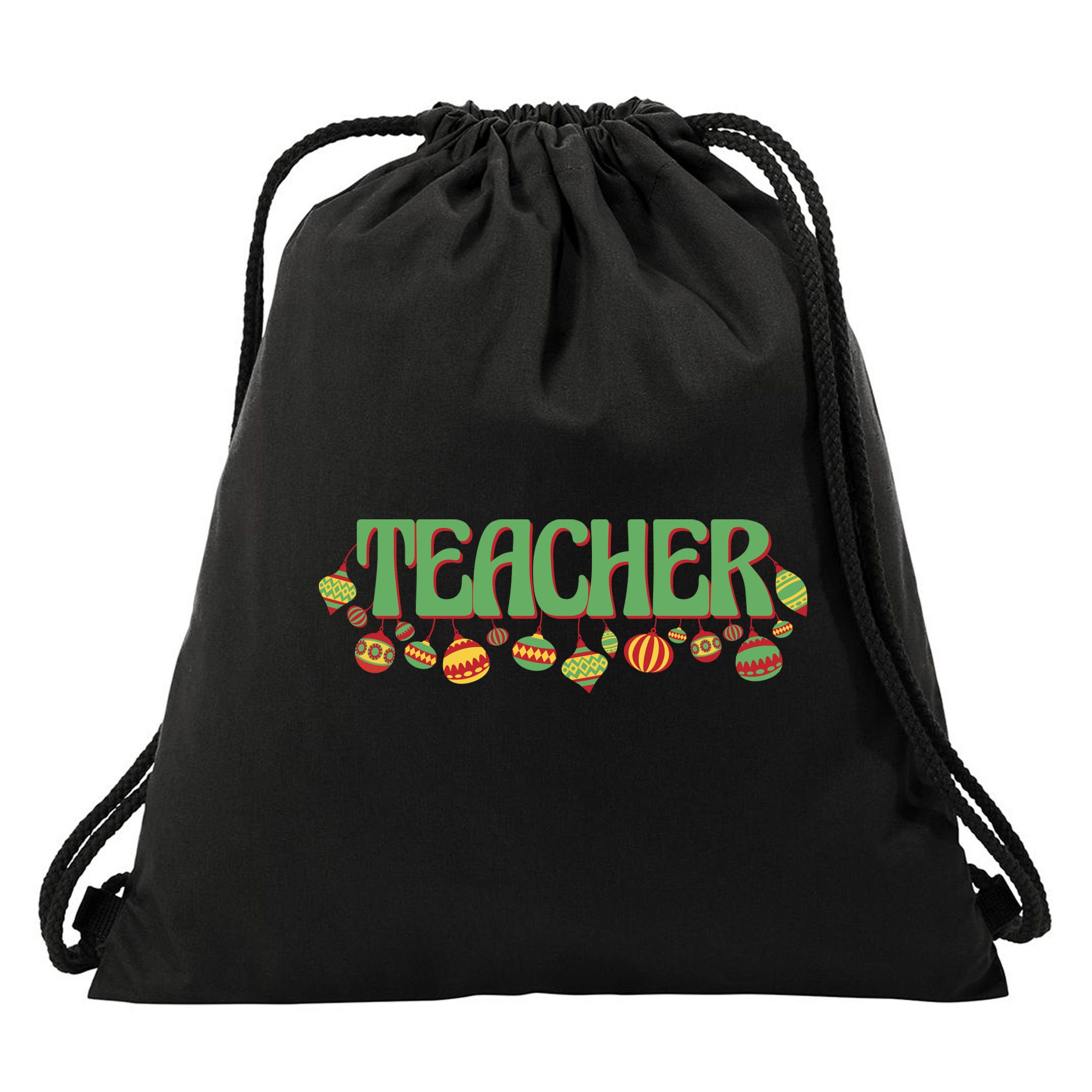 Teacher Christmas Holiday Festive Drawstring Bag