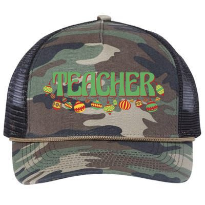 Teacher Christmas Holiday Festive Retro Rope Trucker Hat Cap