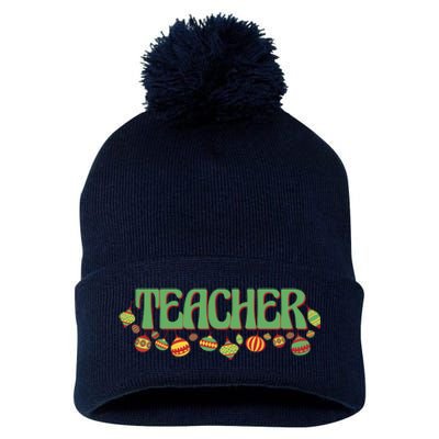 Teacher Christmas Holiday Festive Pom Pom 12in Knit Beanie