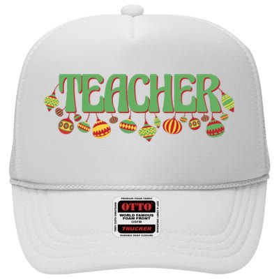 Teacher Christmas Holiday Festive High Crown Mesh Back Trucker Hat