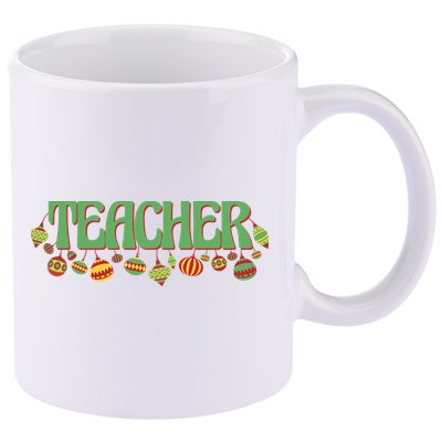 Teacher Christmas Holiday Festive 11oz C Handle Ceramic Mug